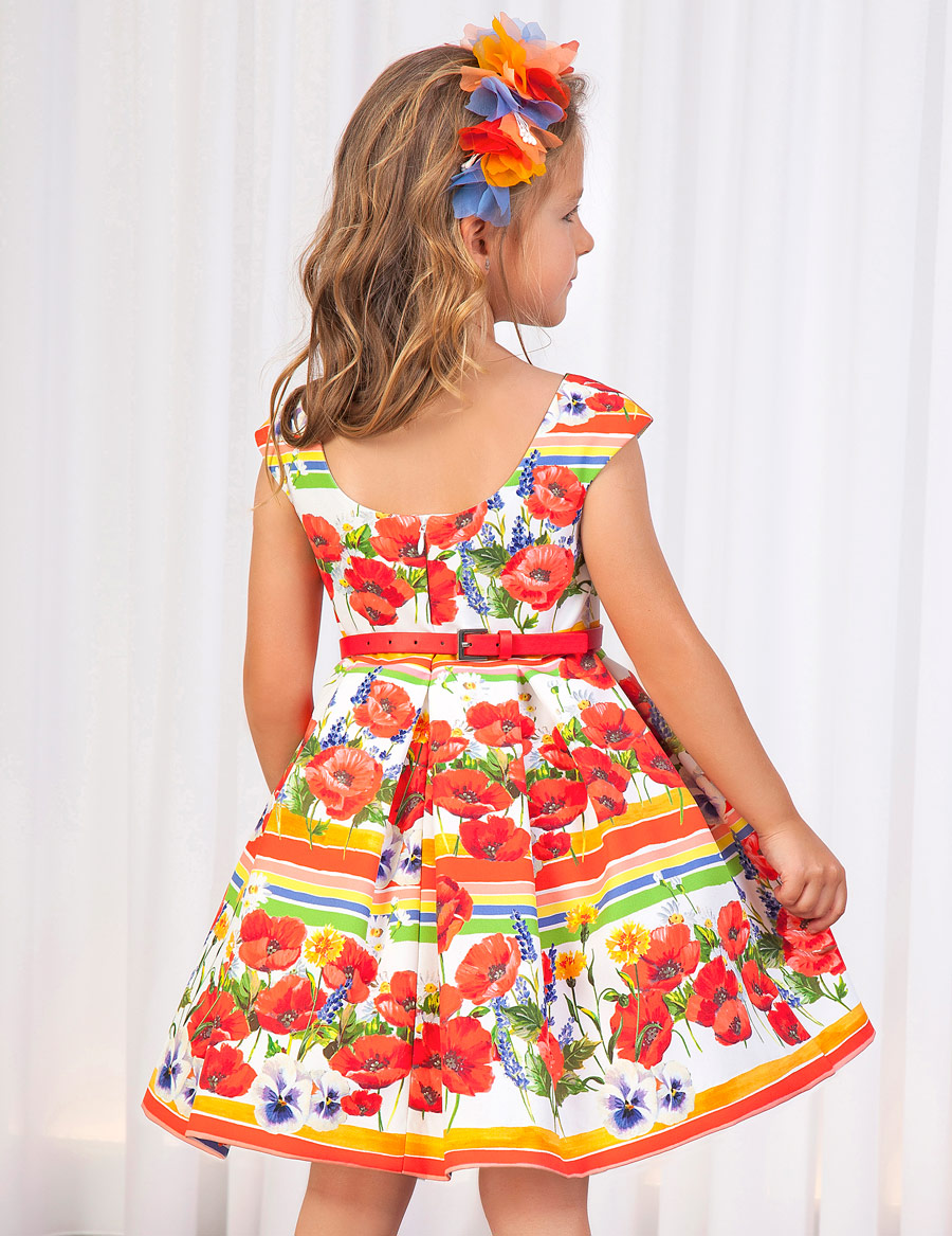 Dievčenské šaty   - Abel&Lula - FLORAL PATTERNED DRESS WITH STRIPES