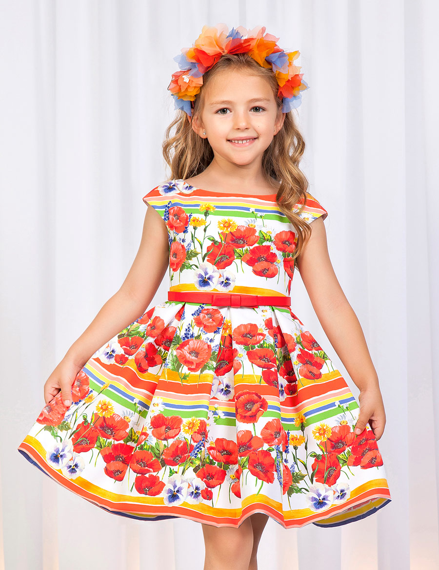 Dievčenské šaty   - Abel&Lula - FLORAL PATTERNED DRESS WITH STRIPES