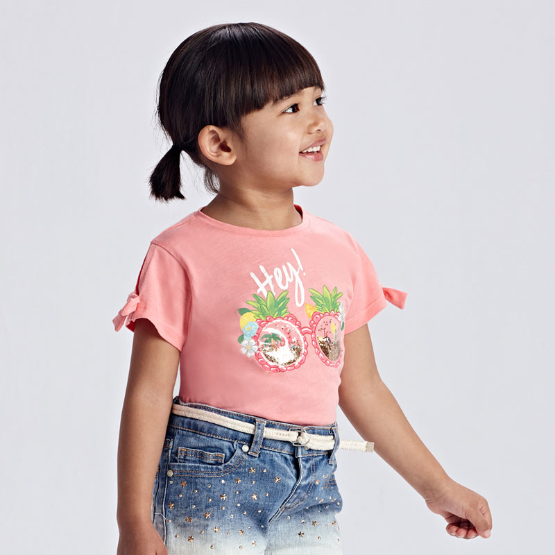 Dievčenské tričko s krátkym rukávom - ECOFRIENDS - Appliqué