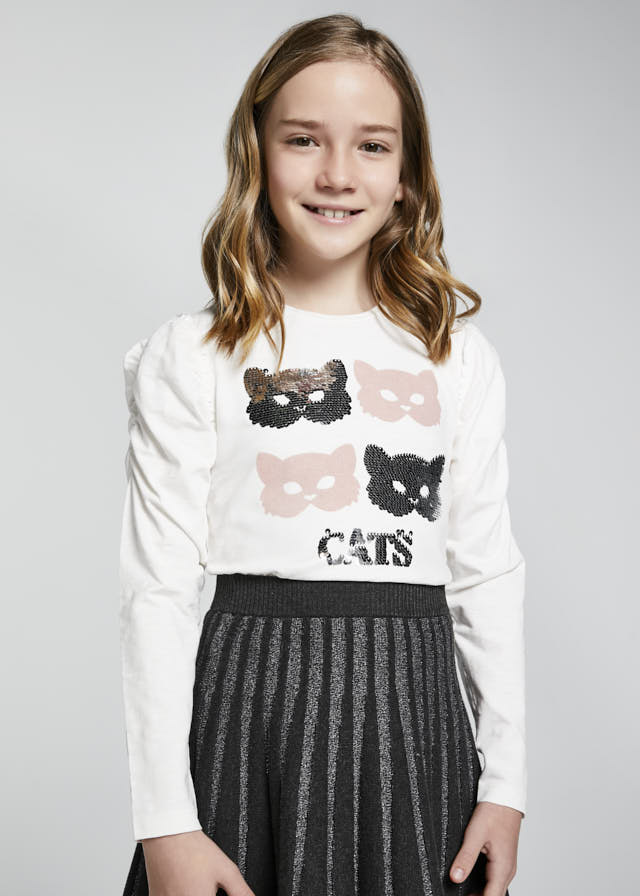 Dievčenské tričko s dlhým rukávom - CAT