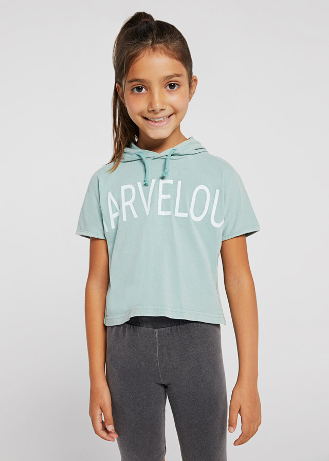 Dievčenské tričko s krátkym rukávom s kapucňou - MYRL