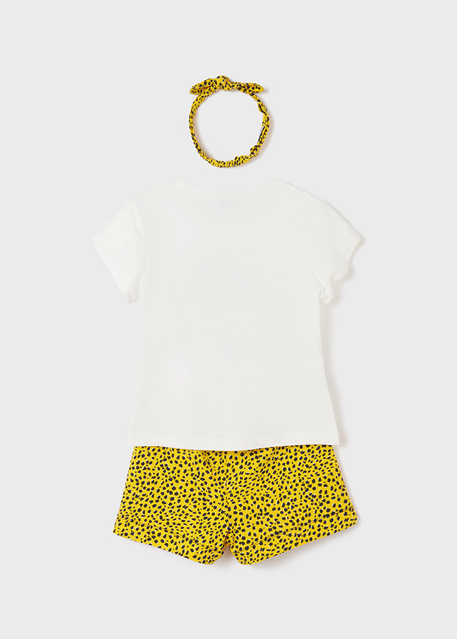 Dievčenské tričko + krátke nohavice s čelenkou - MYRL - 3set
