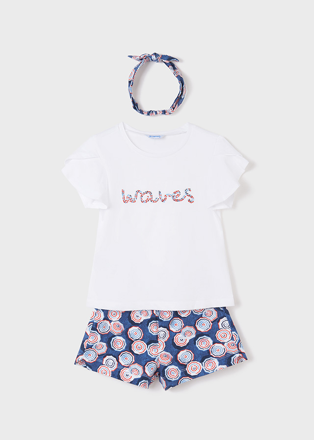 Dievčenské tričko + krátke nohavice s čelenkou - MYRL - 3set