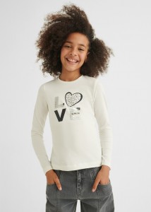Dievčenské tričko s dlhým rukávom - M-MODA - LOVE - 830-10