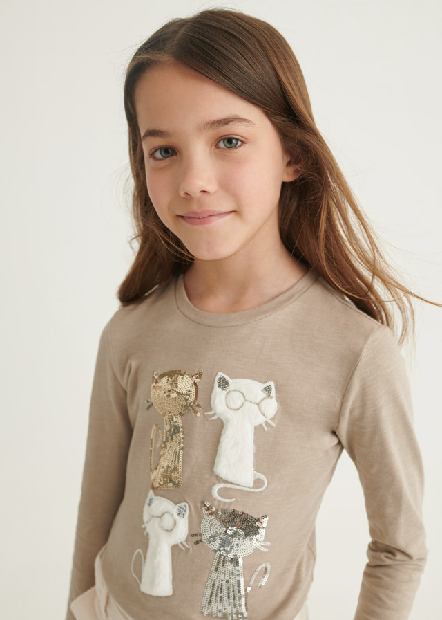 Dievčenské tričko s dlhým rukávom - M-MODA - Cat
