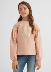 Dievčenské tričko s dlhým rukávom - M-MODA - Silver - 7026-89