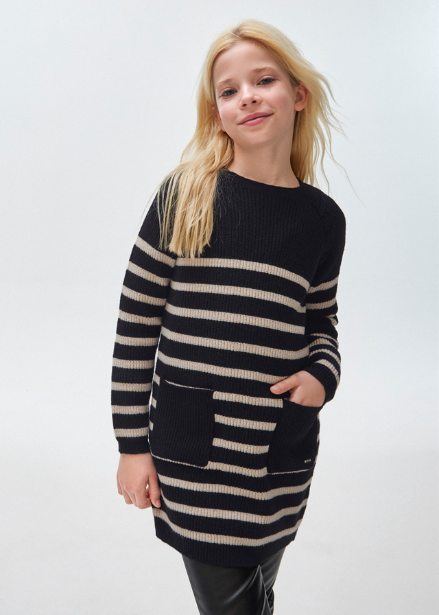 Dievčenské šaty pletené - MYRL - striped