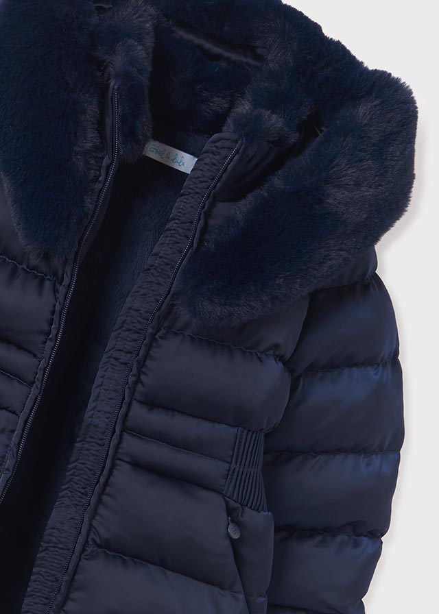 Dievčenský kabát - Abel&Lula - Satin Coat With Faux Fur Details