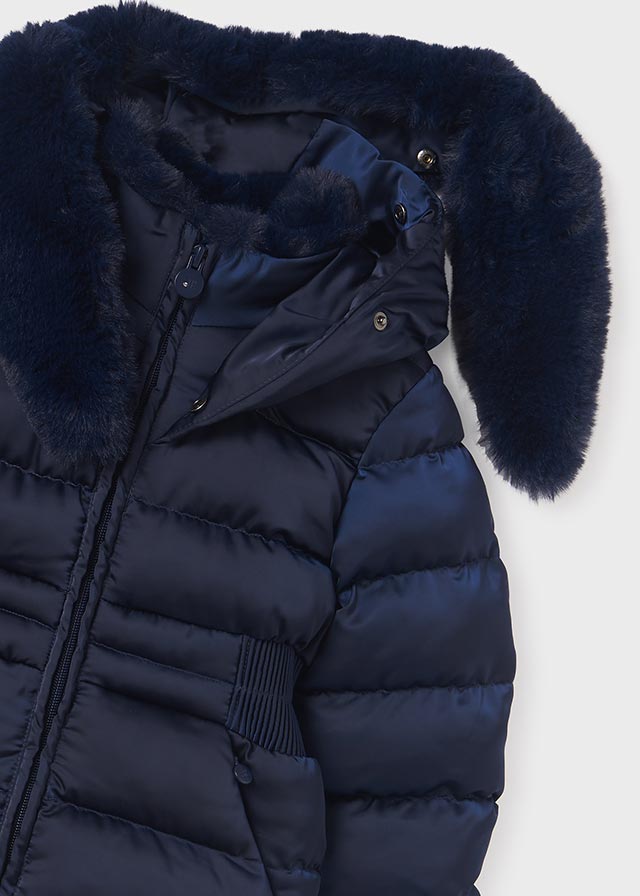Dievčenský kabát - Abel&Lula - Satin Coat With Faux Fur Details