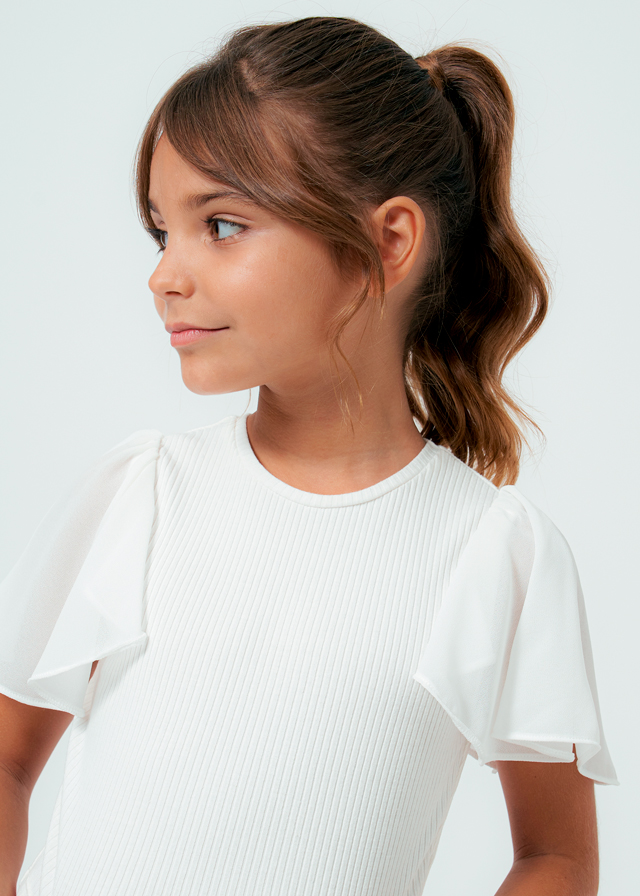 Dievčenské tričko s krátkym rukávom - MYRL - rib-knit