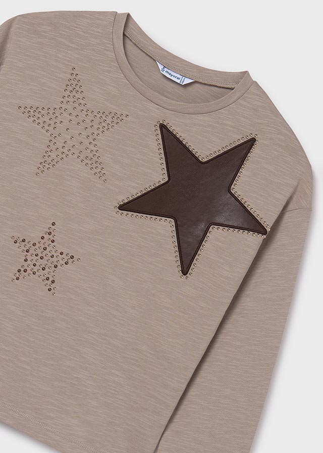 Dievčenské tričko s dlhým rukávom - MYRL - Strass Star T-Shirt