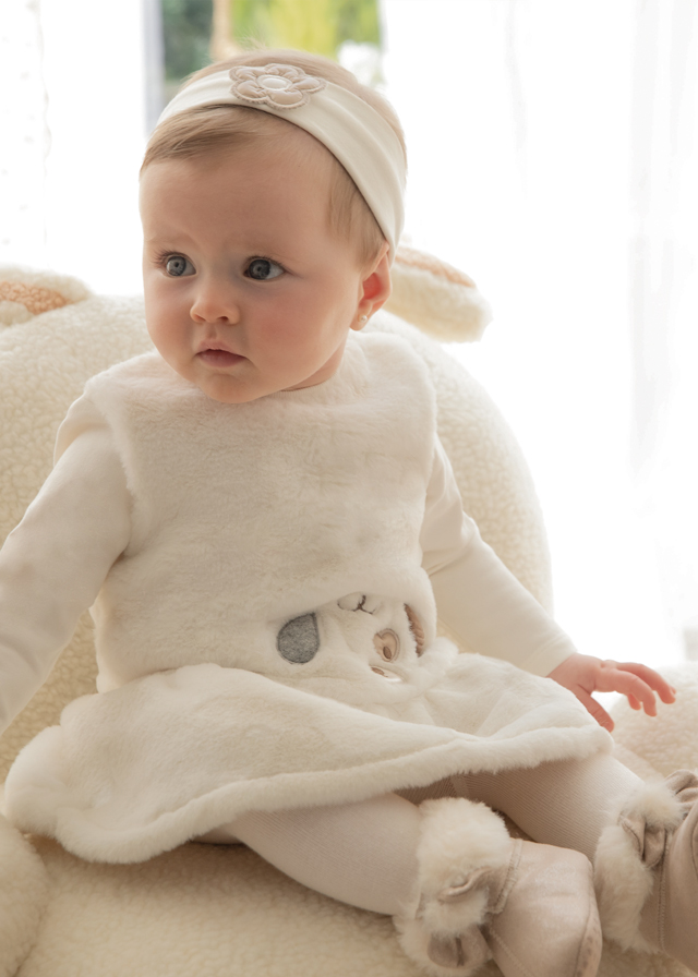 Dievčenské šaty s čelenkou - MYRL - Newborn Fur Dress with Headband