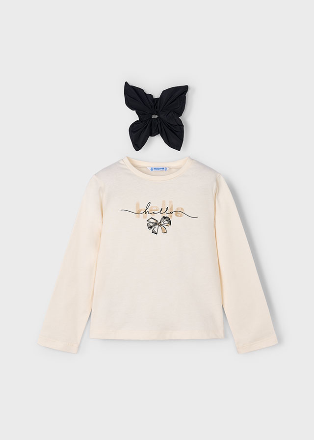 Dievčenské tričko s dlhým rukávom s čelenkou  - MYRL - t-shirt with scrunchie