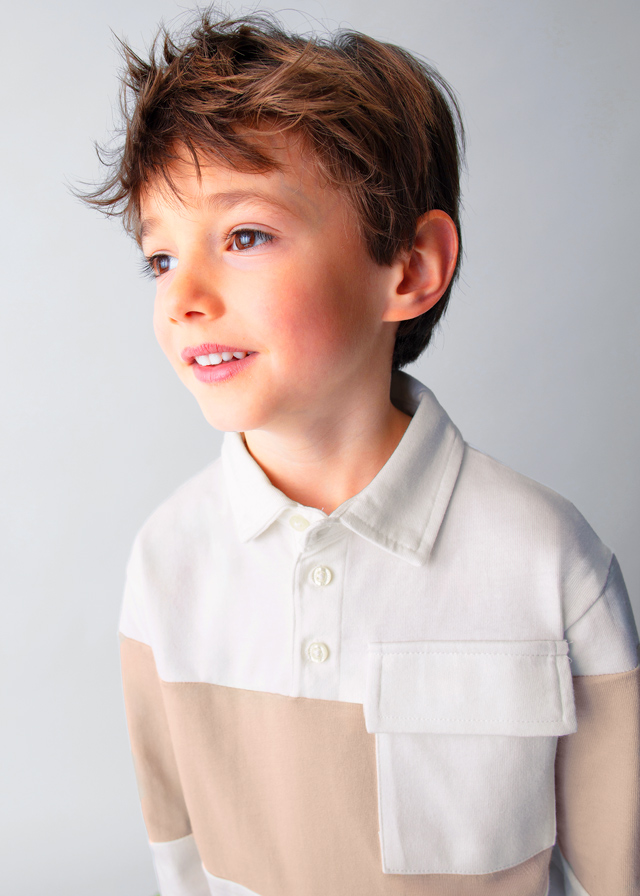 Chlapčenská polokošeľa s dlhým rukávom - MYRL - Striped Polo Shirt