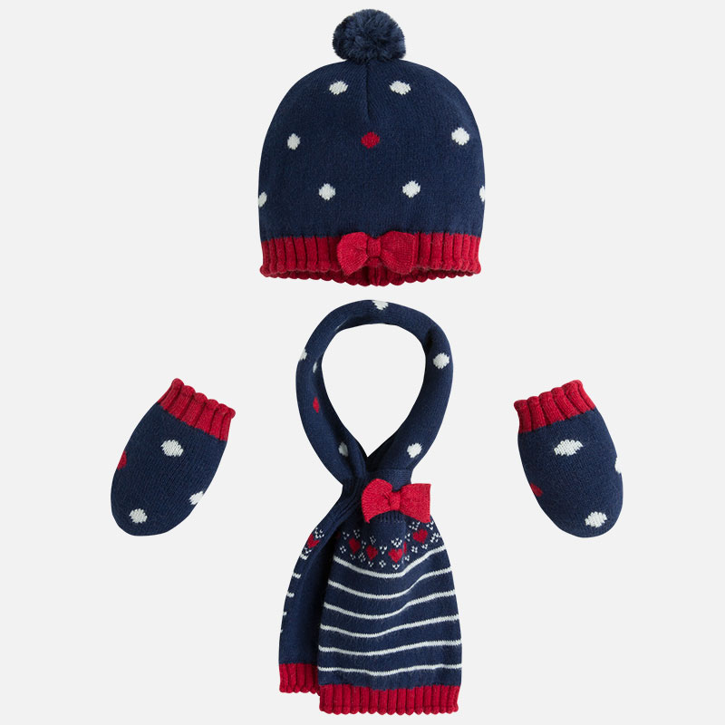 Dievčenská čiapka-šál-rukavice-3set - NAVY