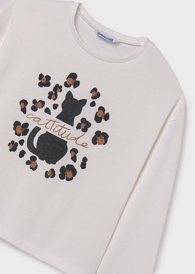 Dievčenské tričko s dlhým rukávom - MYRL - Relaxed Shoulder Graphic T-Shirt