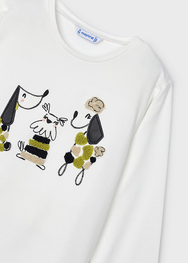 Dievčenské tričko s dlhým rukávom - MYRL - Embroidered Puppy T-Shirt